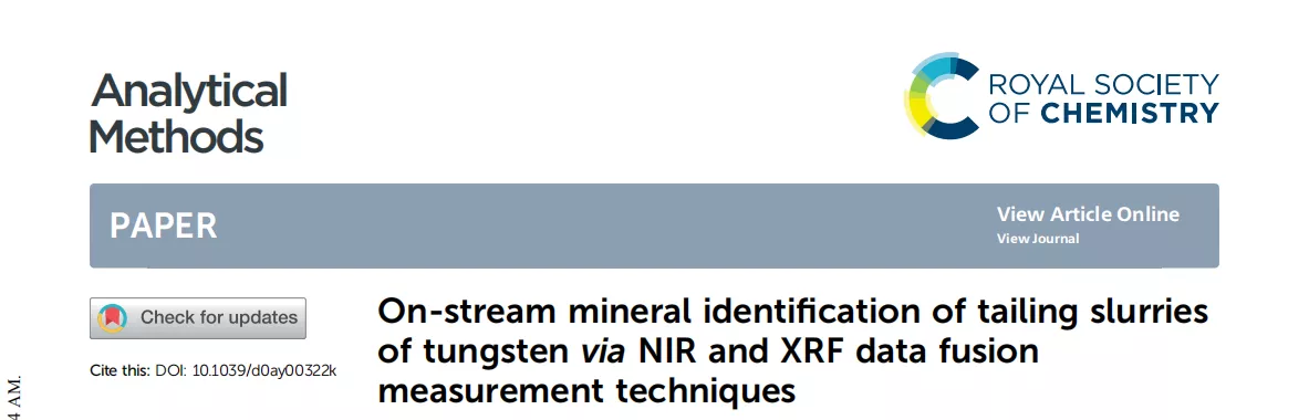 On-stream mineral identification of tailing slurries of tungsten via NIR and XRF data fusion measurement techniques