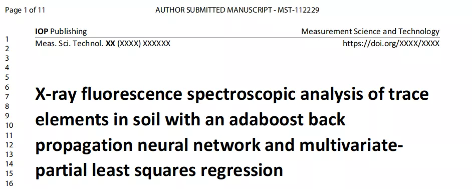 X-ray fluorescence spectroscopic analysis of trace elements in soil with an adaboost back propagation neural network and multivariatepartial least squares regression